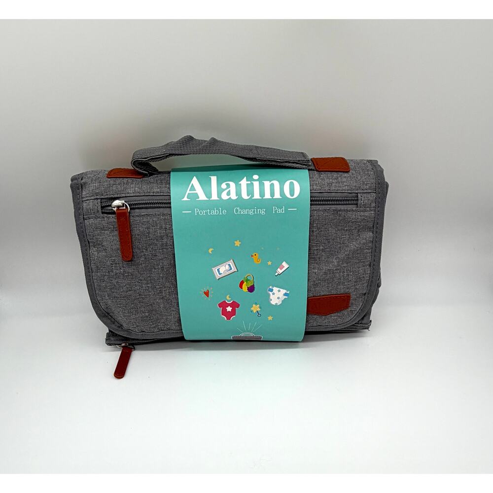Alatino Portable Changing Pad Diaper Clutch Gray Waterproof Travel Baby Mat